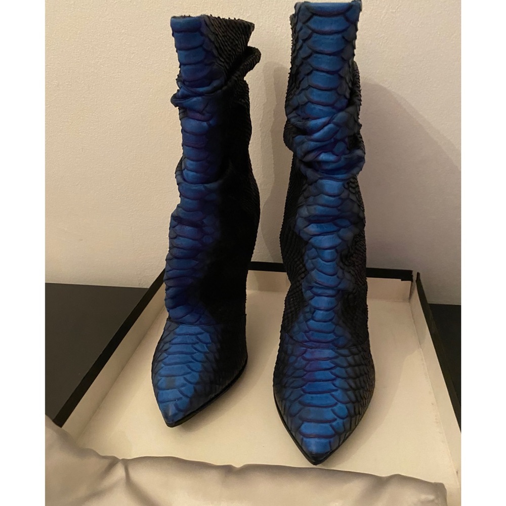 Giuseppe Zanotti Black/Blue Python Calf Booties - image 1
